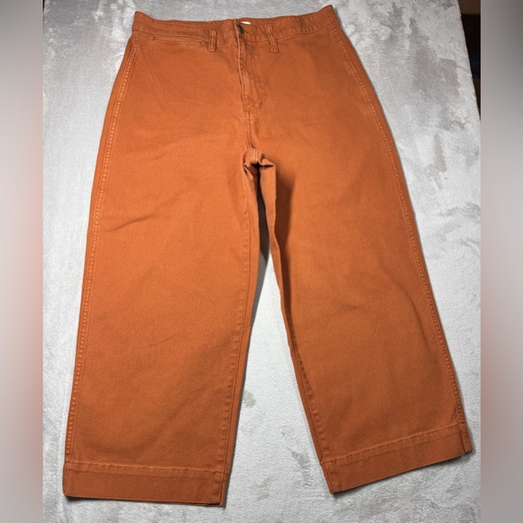 Madewell Curvy Slim Emmet Wide Leg Crop Nutmeg Burnt Orange Pants Size 31 - Picture 6 of 16